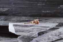 Load image into Gallery viewer, 14K Rose Prong Earring Set With Round Red Orange Sapphires, View #4