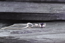 Load image into Gallery viewer, 14K White Gold Drop Pendant Set With Oval Purple Sapphire And White Diamond, View #5
