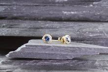 Load image into Gallery viewer, Gold Earrings with Blue Sapphires & Diamonds