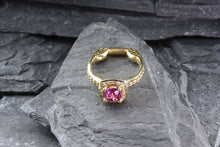 Load image into Gallery viewer, 18K Ballerina Fashion Ring With One Cushion Pink Sapphire And 34 Round Diamonds