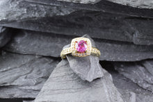 Load image into Gallery viewer, 18K Ballerina Fashion Ring With One Cushion Pink Sapphire And 34 Round Diamonds