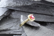 Load image into Gallery viewer, 18K Ballerina Fashion Ring with a Cushion Pink Sapphire And 34 Round Diamonds