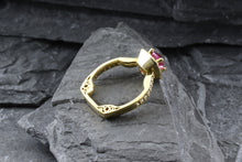 Load image into Gallery viewer, 18K Ballerina Fashion Ring With One Cushion Pink Sapphire And 34 Round Diamonds, View #5