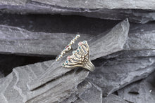 Load image into Gallery viewer, 18K W Embrace Ring With 12 Blue Diamonds, 3 White Diamonds, 2 Purple Diamonds, 1 Purple Diamond, View #3