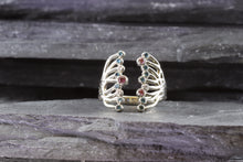 Load image into Gallery viewer, 18K W Embrace Ring With 12 Blue Diamonds, 3 White Diamonds, 2 Purple Diamonds, 1 Purple Diamond, View #4