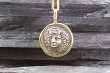 Load image into Gallery viewer, 18K Yellow Gold Bezel Setting With A Silver Ancient Greek Coin Pendant, Larissa, View #1