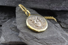 Load image into Gallery viewer, 18K Yellow Gold Bezel Setting With A Silver Ancient Greek Coin Pendant, Larissa, View #2