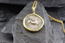 Load image into Gallery viewer, 18K Yellow Gold Bezel Setting With A Silver Ancient Greek Coin Pendant, Larissa, View #5