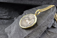 Load image into Gallery viewer, 18K Yellow Gold Bezel Setting With A Silver Ancient Greek Coin Pendant, Larissa, View #6