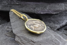 Load image into Gallery viewer, 18K Yellow Gold Bezel Setting With A Silver Ancient Greek Coin Pendant, Larissa, View #7