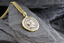 Load image into Gallery viewer, 18 Karat Yellow Gold Bezel Set And Ancient Greek Coin Pendant, Athina, View #3
