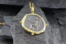Load image into Gallery viewer, 18 Karat Yellow Gold Bezel Set With An Ancient Greek Coin Pendant, Hercules, View #4