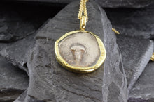Load image into Gallery viewer, 18 Karat Yellow Gold Bezel Setting With A Silver Ancient Greek Coin Pendant, Dionysos, View #4