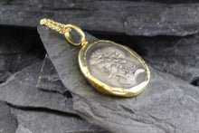 Load image into Gallery viewer, 18 Karat Yellow Gold Bezel Setting With A Silver Ancient Greek Coin Pendant, Dionysos, View #4