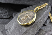 Load image into Gallery viewer, 18 Karat Yellow Gold Bezel Setting With A Silver Ancient Greek Coin Pendant, Dionysos, View #6