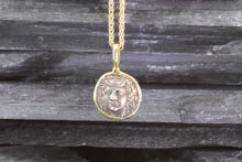 Load image into Gallery viewer, 18 Karat Yellow Gold Bezel Setting With A Silver Ancient Greek Coin Pendant, Larissa, View #1
