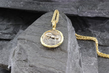 Load image into Gallery viewer, 18 Karat Yellow Gold Bezel Setting With A Silver Ancient Greek Coin Pendant, Larissa, View #5
