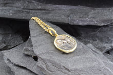 Load image into Gallery viewer, 18 Karat Yellow Gold Bezel Setting With A Silver Ancient Greek Coin Pendant, Larissa, View #6