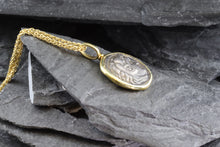 Load image into Gallery viewer, 18 Karat Yellow Gold Bezel Setting With A Silver Ancient Greek Coin Pendant, View #3
