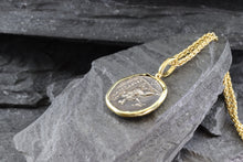 Load image into Gallery viewer, 18 Karat Yellow Gold Bezel Setting With A Silver Ancient Greek Coin Pendant, View #4