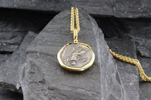 Load image into Gallery viewer, 18 Karat Yellow Gold Bezel Setting With A Silver Ancient Greek Coin Pendant, View #5
