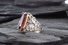 Load image into Gallery viewer, 5ct Barion Cut Rectangle Pink Tourmaline With 18Y Accents Set In 14K Rose & Sterling Silver, View #3