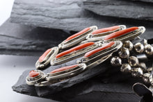 Load image into Gallery viewer, Coral and Sterling Silver Squash Blossom Necklace, View #4