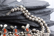 Load image into Gallery viewer, Coral and Sterling Silver Squash Blossom Necklace, View #6