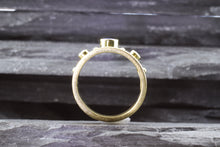 Load image into Gallery viewer, Handmade 18kt Satin Finish Antiqued And Polished Ring With One Oval Tanzanite And Two Round Diamonds, View #6