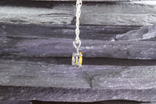 Load image into Gallery viewer, Sterling Silver Drop Pendant Set With One Oval Golden Sapphire