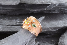 Load image into Gallery viewer, Lady's Rose 18 K Satin & Polished Contemporary Fashion Ring Sapphires With Round Diamonds, Center Oval Yellow Sapphire View #3