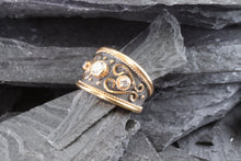 Load image into Gallery viewer, Lady's Rosé 18 Karat Satin & Polished Contemporary Fashion Ring With One Round Diamond And 2=0.16Tw Round Diamonds, View #3