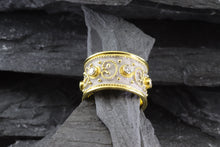 Load image into Gallery viewer, Lady's Two Tone 18K Satin & Polished Contemporary Fashion Ring With 6 Round Diamonds, View #1