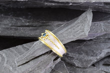 Load image into Gallery viewer, Lady's Two Tone 18 Karat Satin & Polished Contemporary Fashion Ring With One Blue Round Diamond, View #2