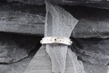 Load image into Gallery viewer, Lady's White 18 Karat Satin & Polished Contemporary Fashion Ring With 4 Round Blue Diamonds, View #1