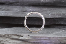 Load image into Gallery viewer, Lady's White 18 Karat Satin & Polished Contemporary Fashion Ring With 4 Round Blue Diamonds, View #5