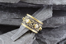 Load image into Gallery viewer, Lady's Yellow 18 K Satin & Polished Contemporary Fashion Ring With 6 Round Diamonds, View #3