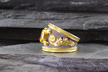 Load image into Gallery viewer, Lady's Yellow 18 K Satin & Polished Contemporary Fashion Ring With One Yellow Sapphire And Four Round Diamonds, View #6