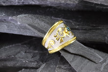 Load image into Gallery viewer, Lady's Yellow 18 Karat Satin & Polished Contemporary Fashion Ring With One Round Blue Diamond, View #2