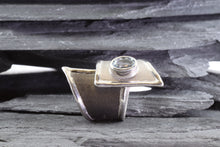 Load image into Gallery viewer, White Sterling Silver Satin & Polished Contemporary Ring With One Oval Aquamarine, View #3