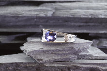 Load image into Gallery viewer, Organic Purple Sapphire and Diamond Ring, View #3