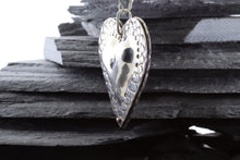 Load image into Gallery viewer, Sterling Silver Reversible Pocket Heart Necklace With Amethyst And Garnet. View #2