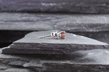 Load image into Gallery viewer, Round Organic Orange-Red Sapphire Stud Earrings, View #4