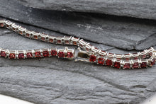 Load image into Gallery viewer, Sterling Silver And Ruby Tennis Bracelet Set With: 46 Princess Cut Rubies, View #4