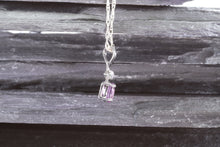 Load image into Gallery viewer, Sterling Silver Drop Pendant Set With 1 Oval Pink Sapphire and Diamond Cut White Sapphire, View #2