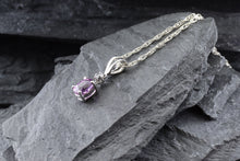 Load image into Gallery viewer, Sterling Silver Drop Pendant Set With 1 Oval Pink Sapphire and Diamond Cut White Sapphire, View #5