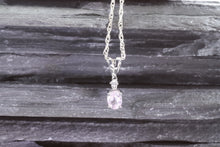 Load image into Gallery viewer, Sterling Silver Drop Pendant Set With An Oval Pink Sapphire And Diamond Cut White Sapphire, View #1