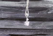 Load image into Gallery viewer, Sterling Silver Pink Sapphire & Diamond-Cut White Sapphire Drop Pendant