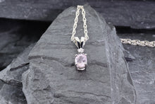 Load image into Gallery viewer, Sterling Silver Pink Sapphire & Diamond-Cut White Sapphire Drop Pendant
