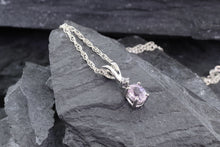 Load image into Gallery viewer, Sterling Silver Pink Sapphire & Diamond-Cut White Sapphire Drop Pendant